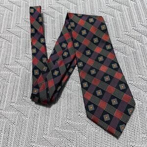 Ermenegildo Zegna red and black plaid silk tie